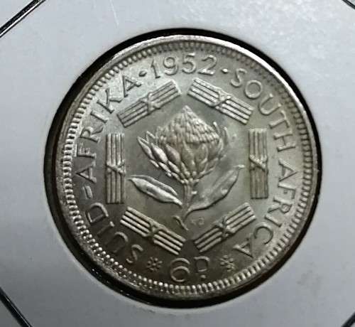 1952 SA Union 6d Six Pence UNC