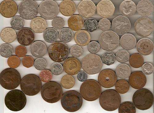 Bunch of old foreign coins