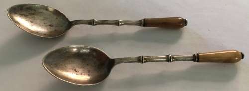 Antique Chinese silver bamboo teaspoons hallmarked sterling RARE