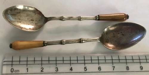 Antique Chinese silver bamboo teaspoons hallmarked sterling RARE