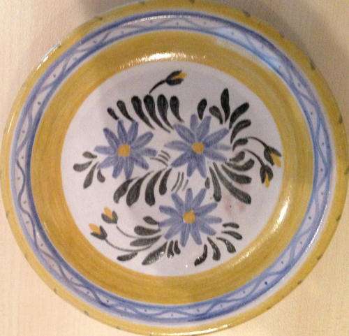 Studio pottery LINN WARE hand painted 1953 plate rare