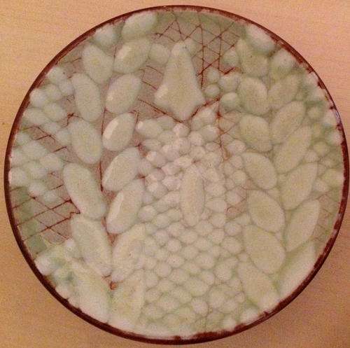 Kalahari pottery South african art hand painted mini plate dish leaves earthy colours