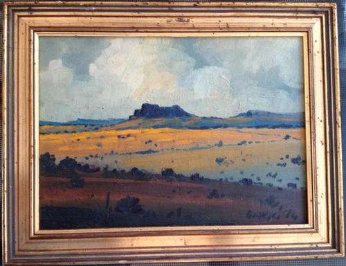 Mel (Melvin Arthur) Brigg (1950 - ) early oil on board 1974 landscape