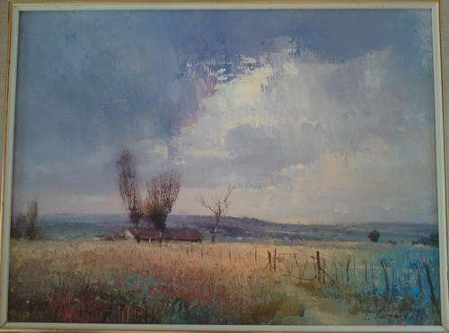 Christopher TUGWELL (1938) oil on board 'freestate landscape nr villiers' south african art artist