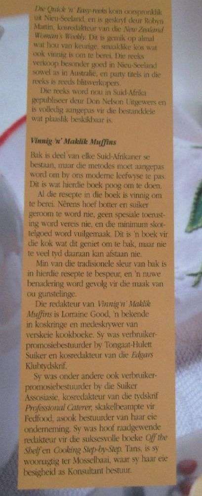 Vinnig en Maklik - Muffins, Koek, Kleinkoekies , Skywe, Teebrode en skons