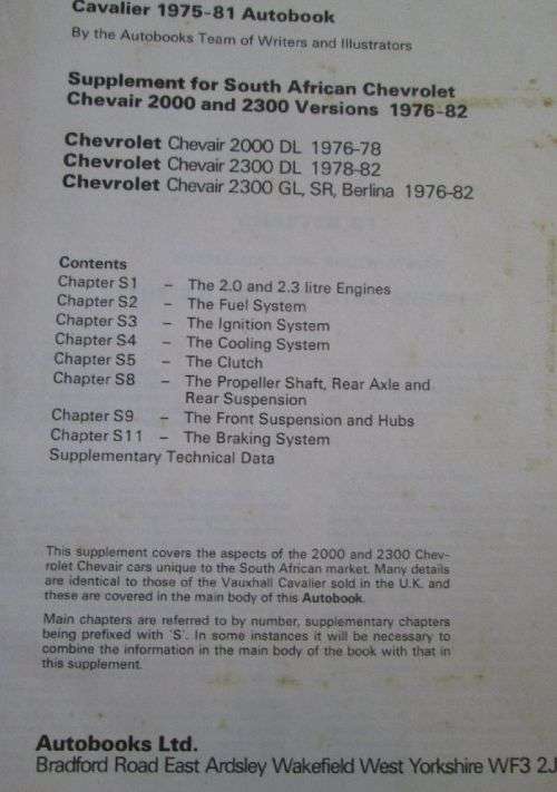 Chevair Workshop Manual