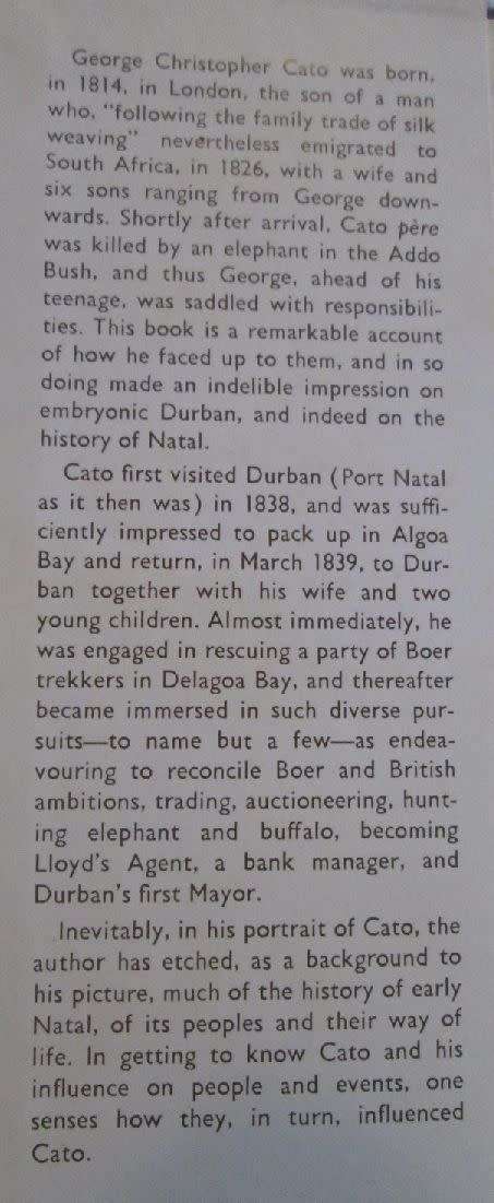 Father of a City - The Life and Work of George Cato First Mayor of Durban - Eric Goetzsche - 216 Pgs