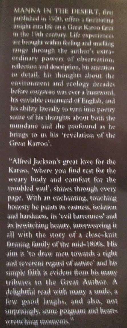 Manna in the Desert - A Revelation of the Great Karroo - Alfred de Jager Jackson