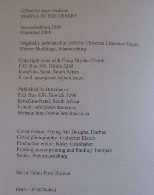 Manna in the Desert - A Revelation of the Great Karroo - Alfred de Jager Jackson