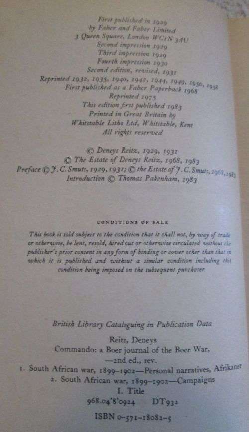 Commando - A Journal of the Boer War - Denys Reitz