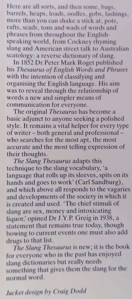 The Slang Thesaurus - Jonathon Green - Hardcover - 280 Pages