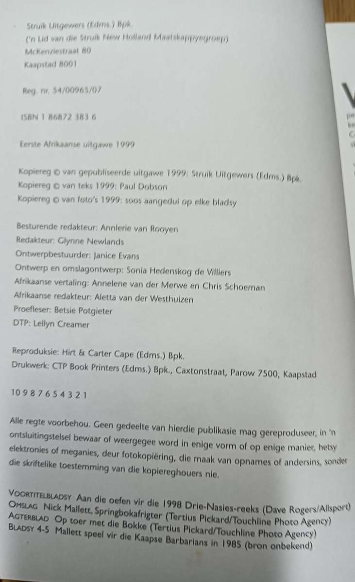 Nick Mallett Die Pad tot Hier - Paul Dobson - Softcover - 155 Pages