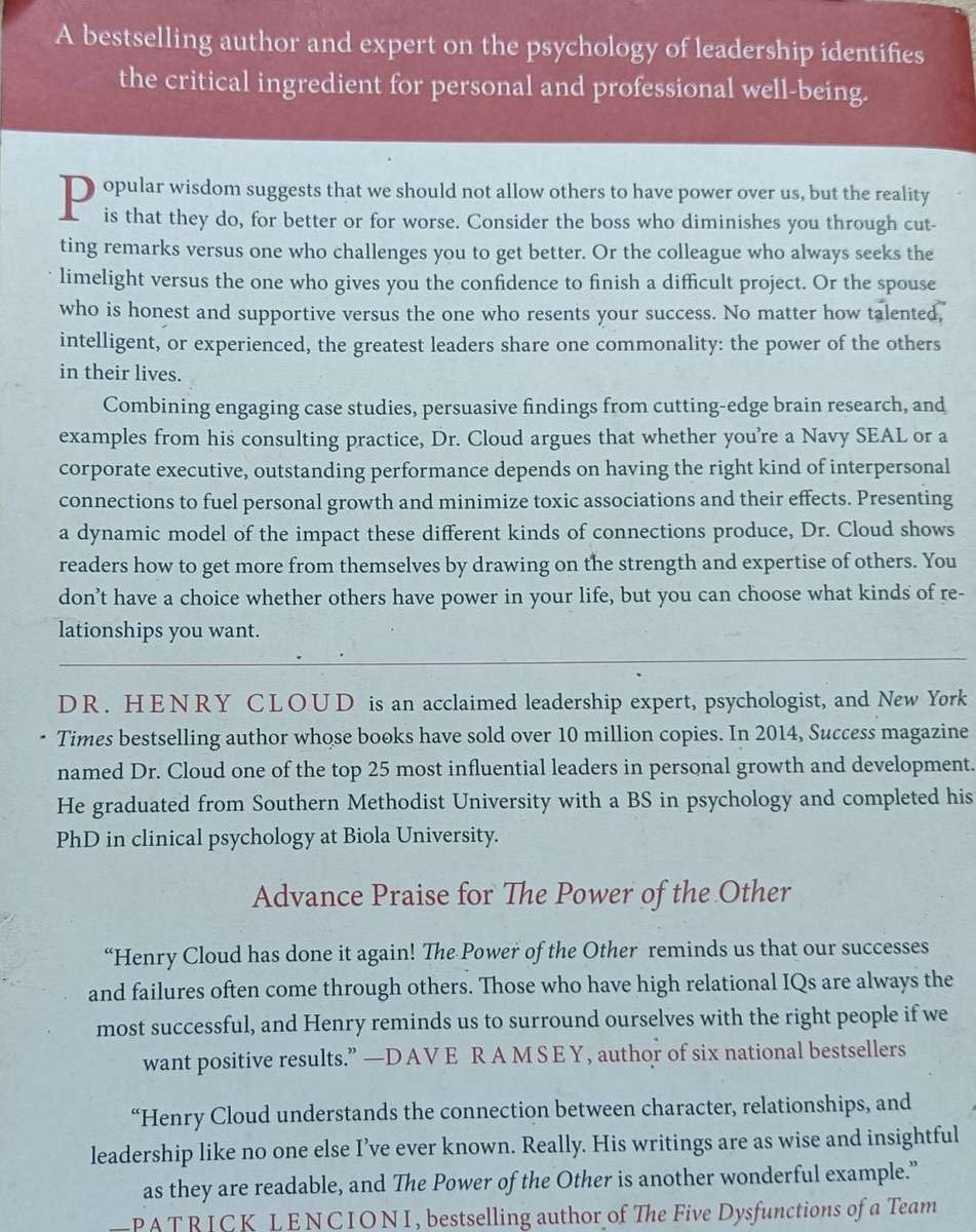 The Power of the Other - Dr. Henry Cloud - Softcover - 240 pages
