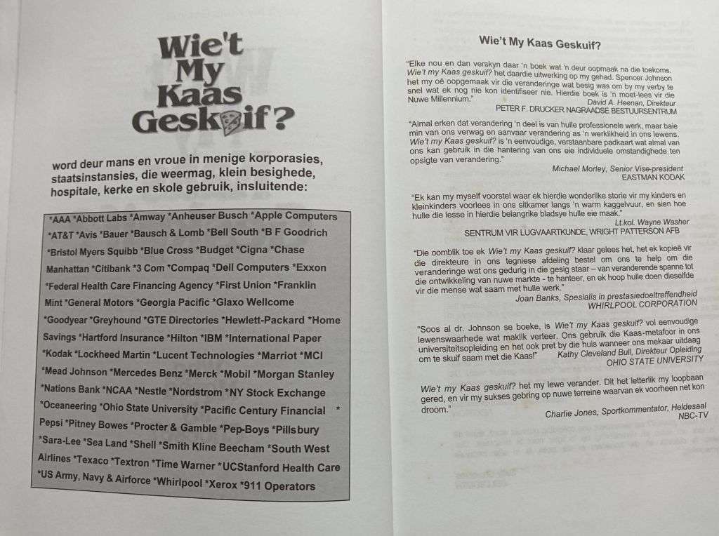 Wie`t My Kaas Geskuif? - Dr. Spencer Johnson -Hardcover - 96 Pages