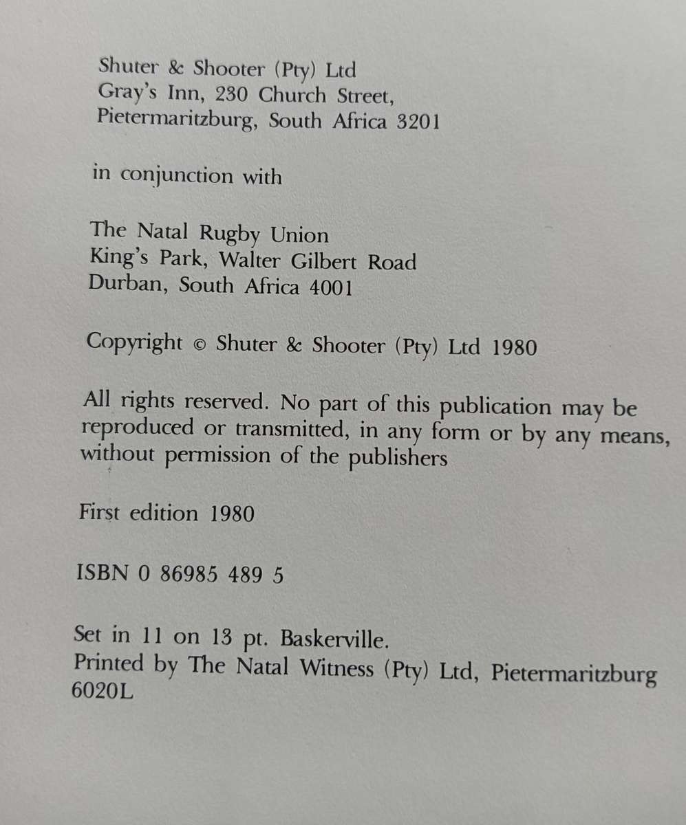 The Natal Rugby Story - Alfred Herbert - Hardcover - 444 pages