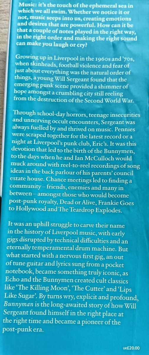 Bunnymen A Memoir - Will Sergeant - Hardcover - 319 pages