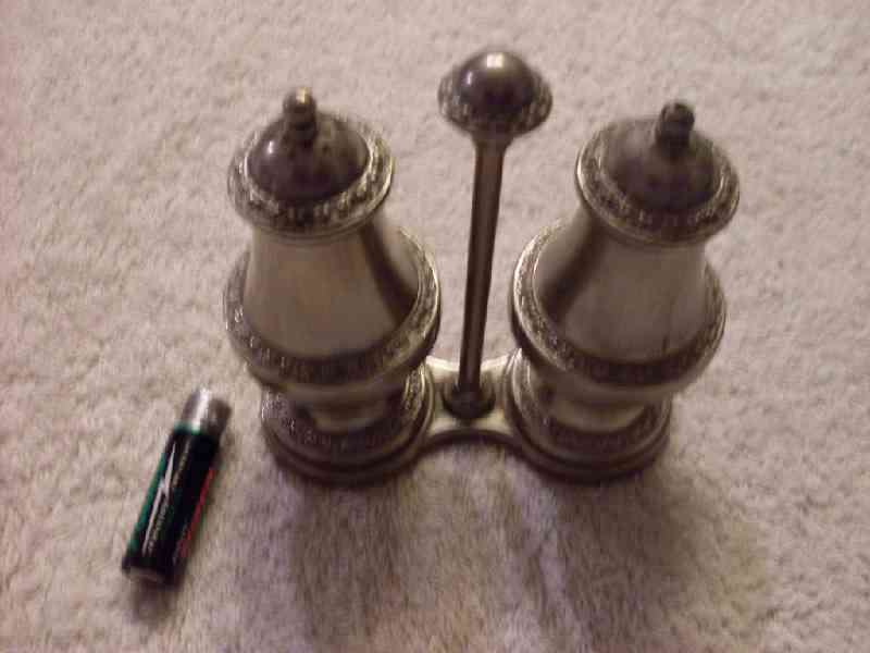 Silver-plated Salt and Pepper Set on stand