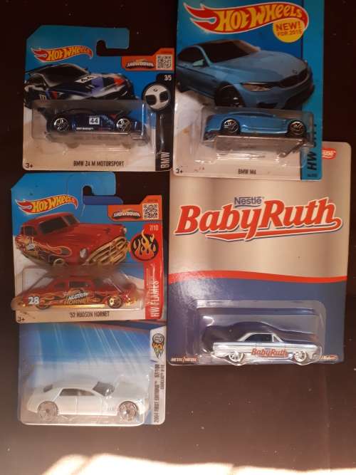 Hot Wheels BMW Z4, M4 , 52 Hudson- Caddilac- Nestle Baby Ruth Ford Falcon