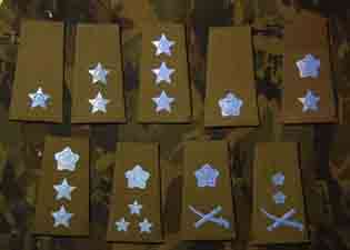SAAF Officers Rank Insignia Set 2nd Lieutenant to Lieutenant General