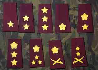 SAMS Officers Rank Insignia Set 2nd Lieutenant to Lieutenant General