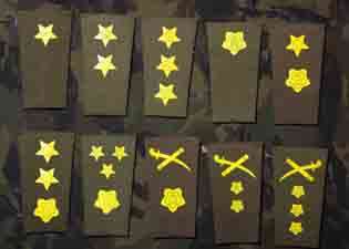 SA Army Rank Insignia Set 2nd Lieutenant to General