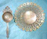 sweet bowl and tea strainer.not polished