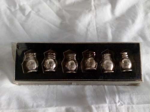 THIS IS AN AMAZING SET OF 6 TINY EPNS SALT AND PEPPER SHAKERS!!