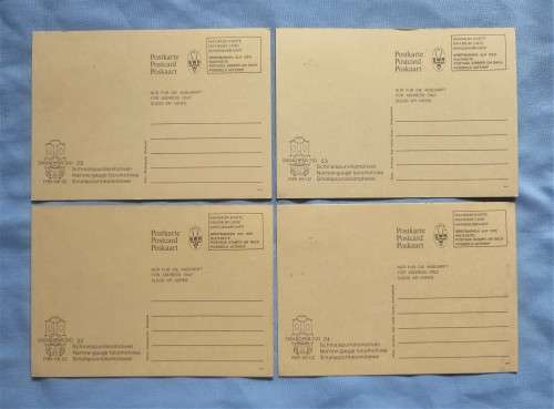 SWA 1985  NARROW GAUGE LOCOMOTIVES PostCARD set 4