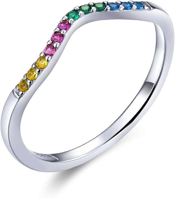925 Sterling Silver Ring with Multi coloured CZ