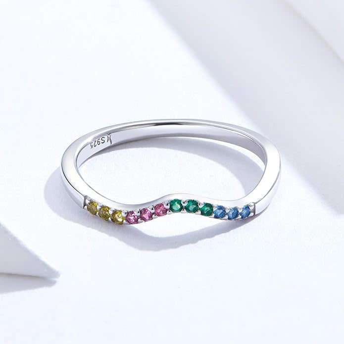 925 Sterling Silver Ring with Multi coloured CZ