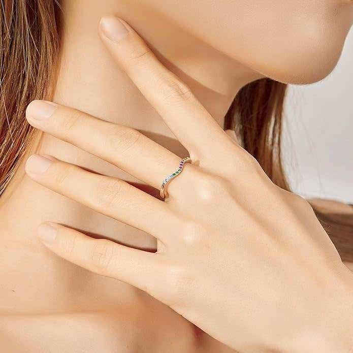 925 Sterling Silver Ring with Multi coloured CZ