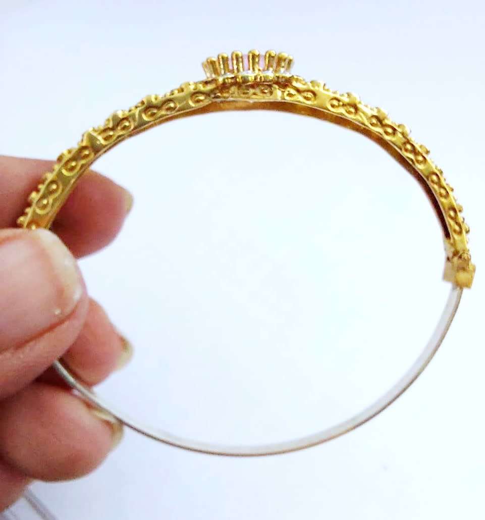 Authentic Turkish Cuff Bangle With Rose Quarts