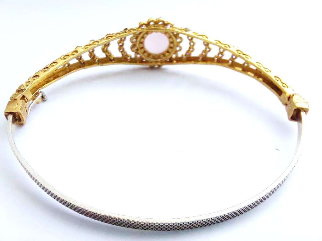 Authentic Turkish Cuff Bangle With Rose Quarts