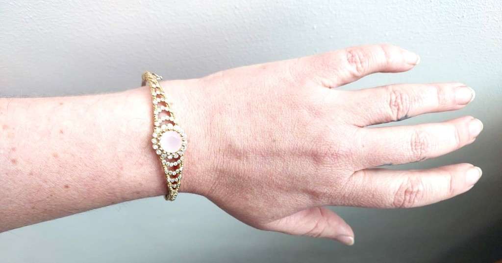 Authentic Turkish Cuff Bangle With Rose Quarts