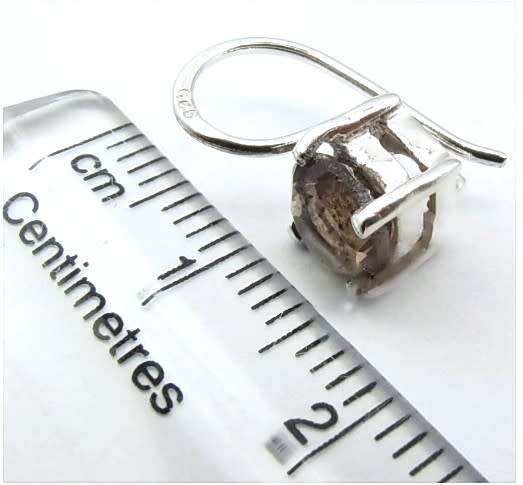 925 Sterling Silver Hook Earrings with Smokey Quartz