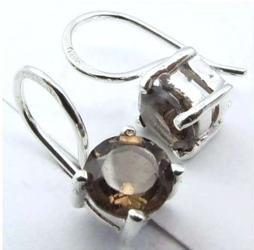 925 Sterling Silver Hook Earrings with Smokey Quartz