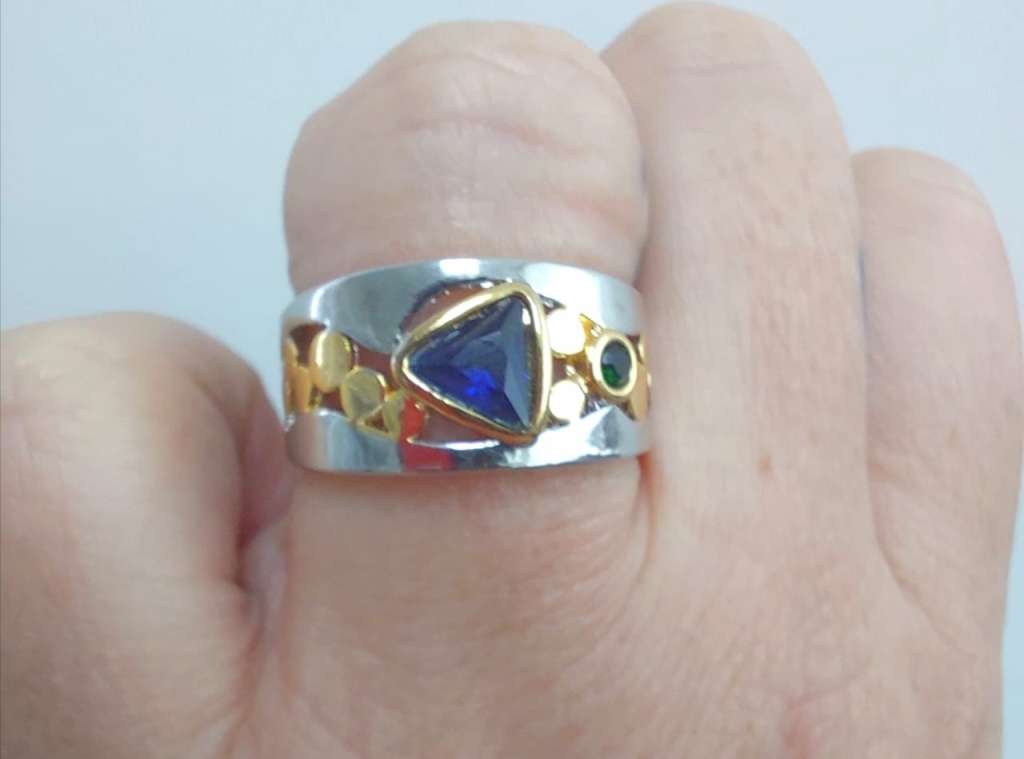 Silver Ring with Simulated Gemstones
