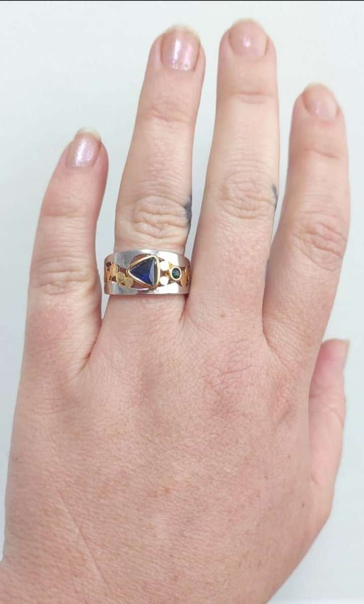 Silver Ring with Simulated Gemstones