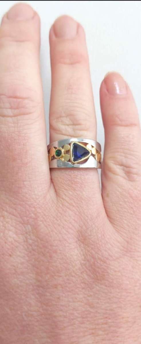 Silver Ring with Simulated Gemstones