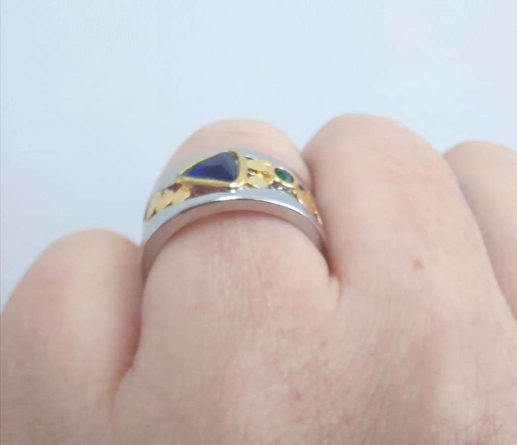 Silver Ring with Simulated Gemstones