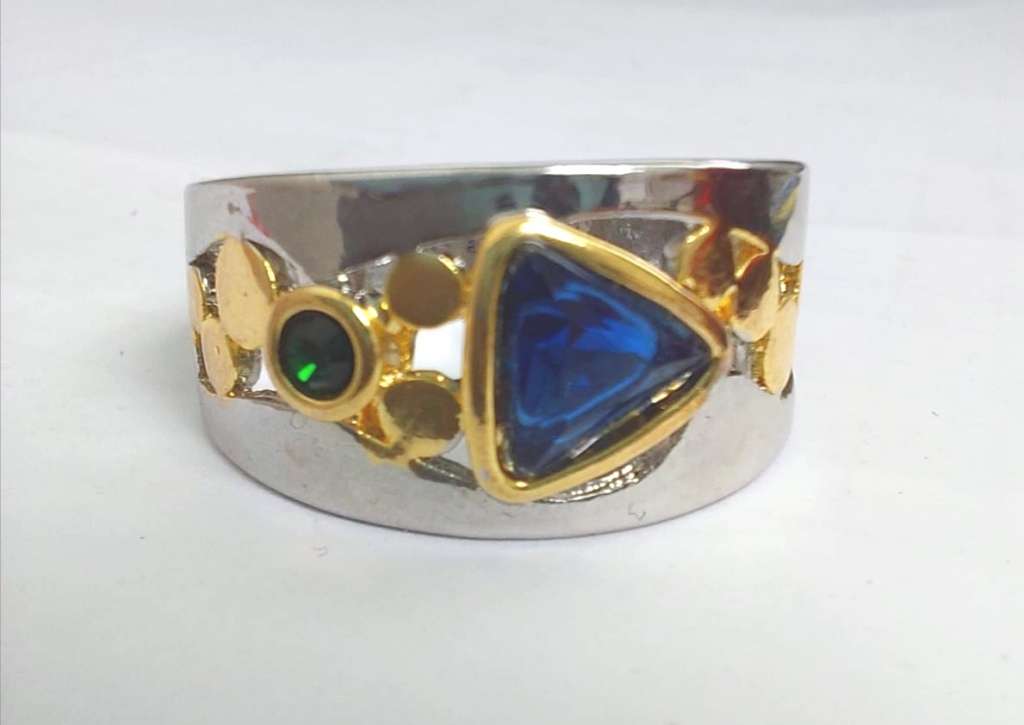Silver Ring with Simulated Gemstones