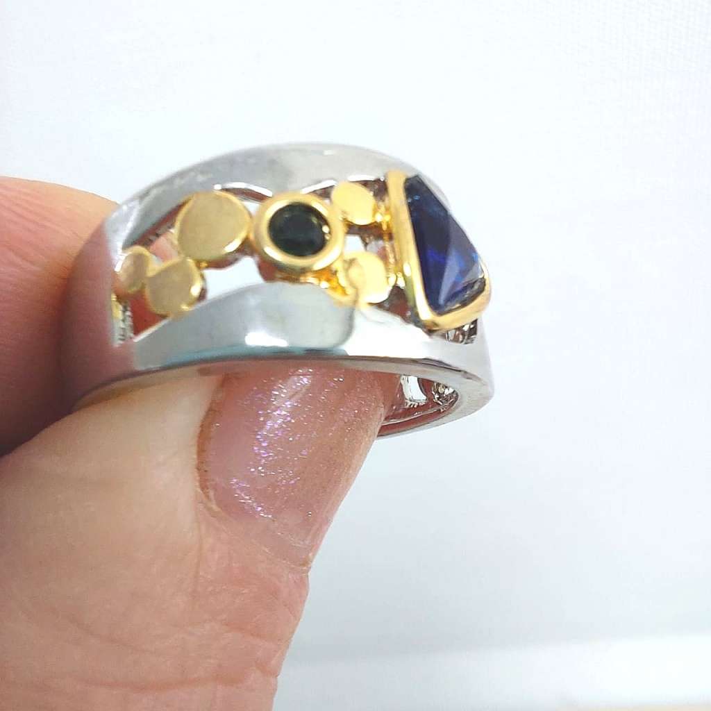 Silver Ring with Simulated Gemstones