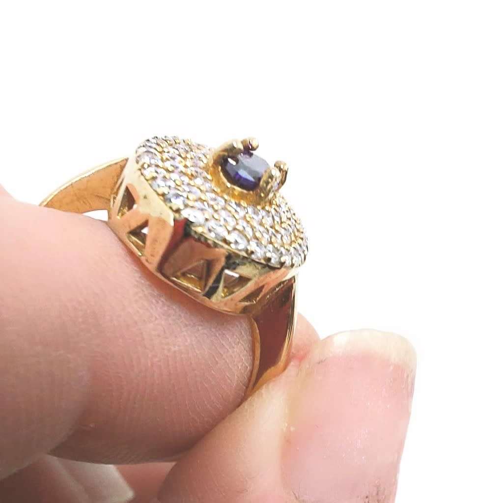 Authentic Turkish Ring with Topaz Dots and centre Amethyst