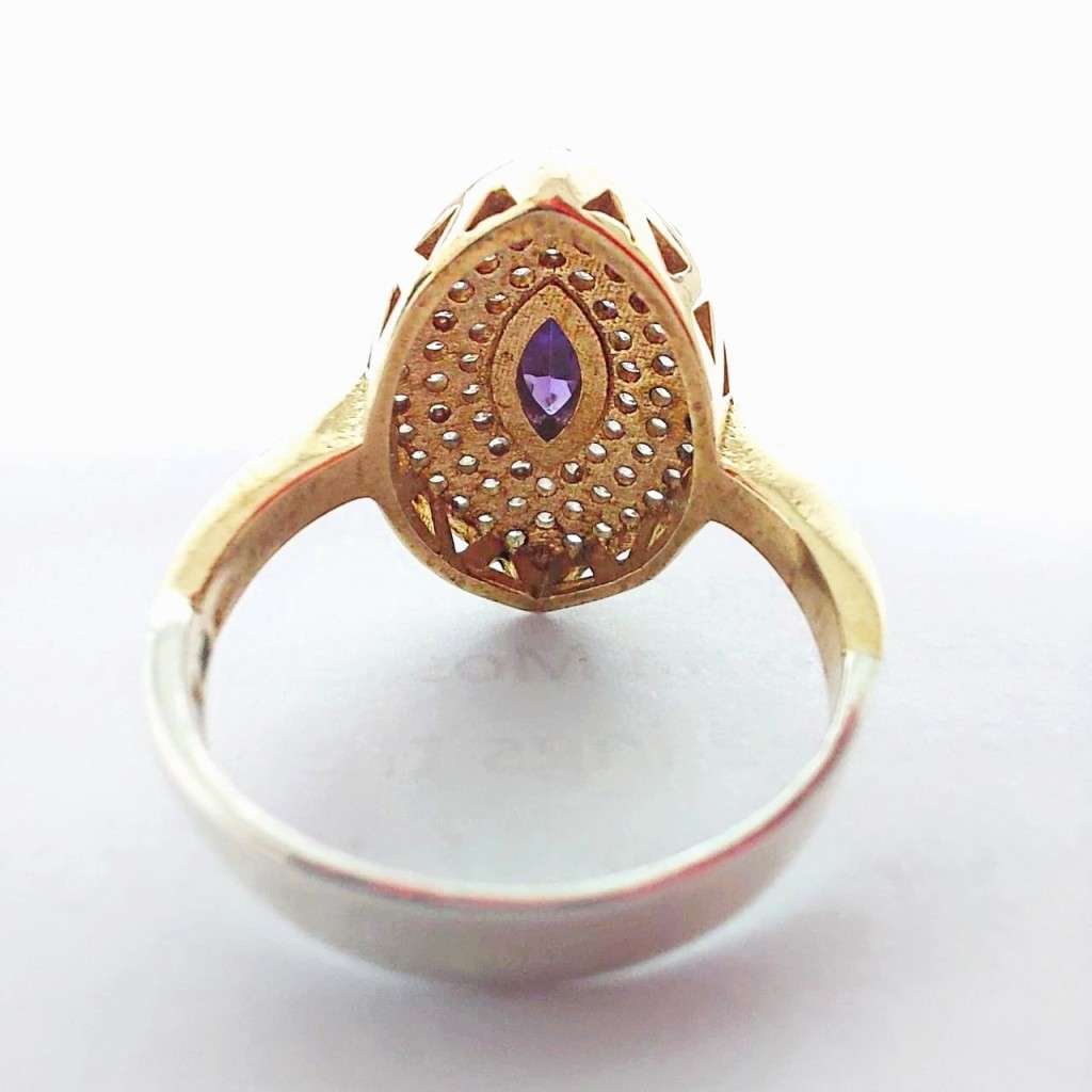 Authentic Turkish Ring with Topaz Dots and centre Amethyst