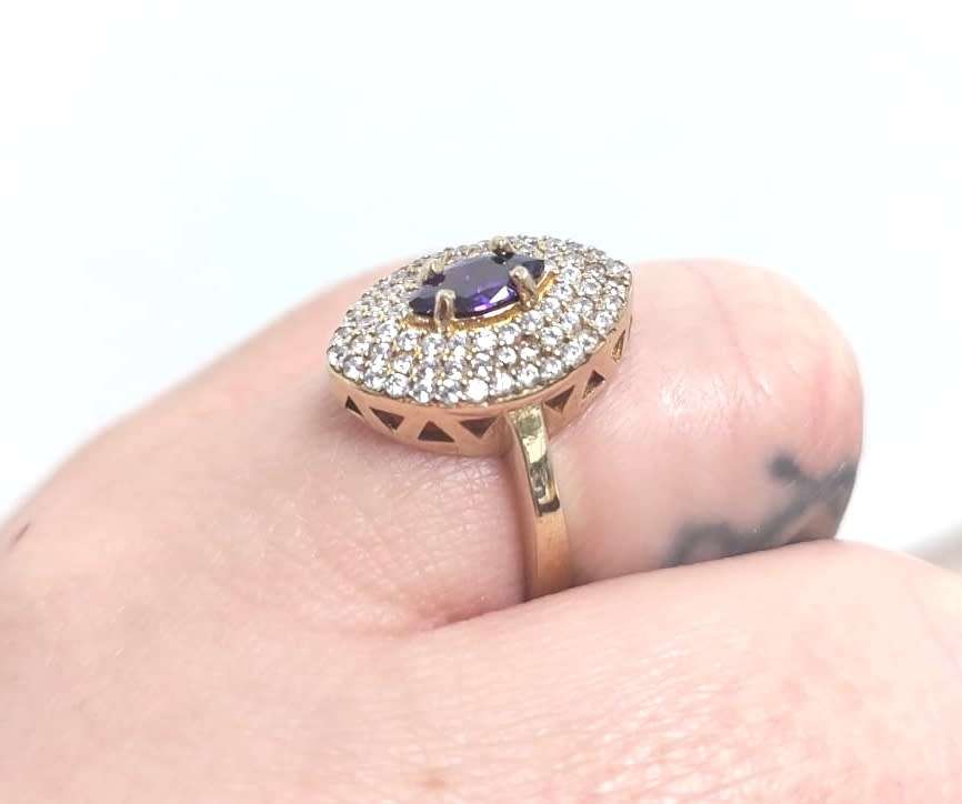Authentic Turkish Ring with Topaz Dots and centre Amethyst