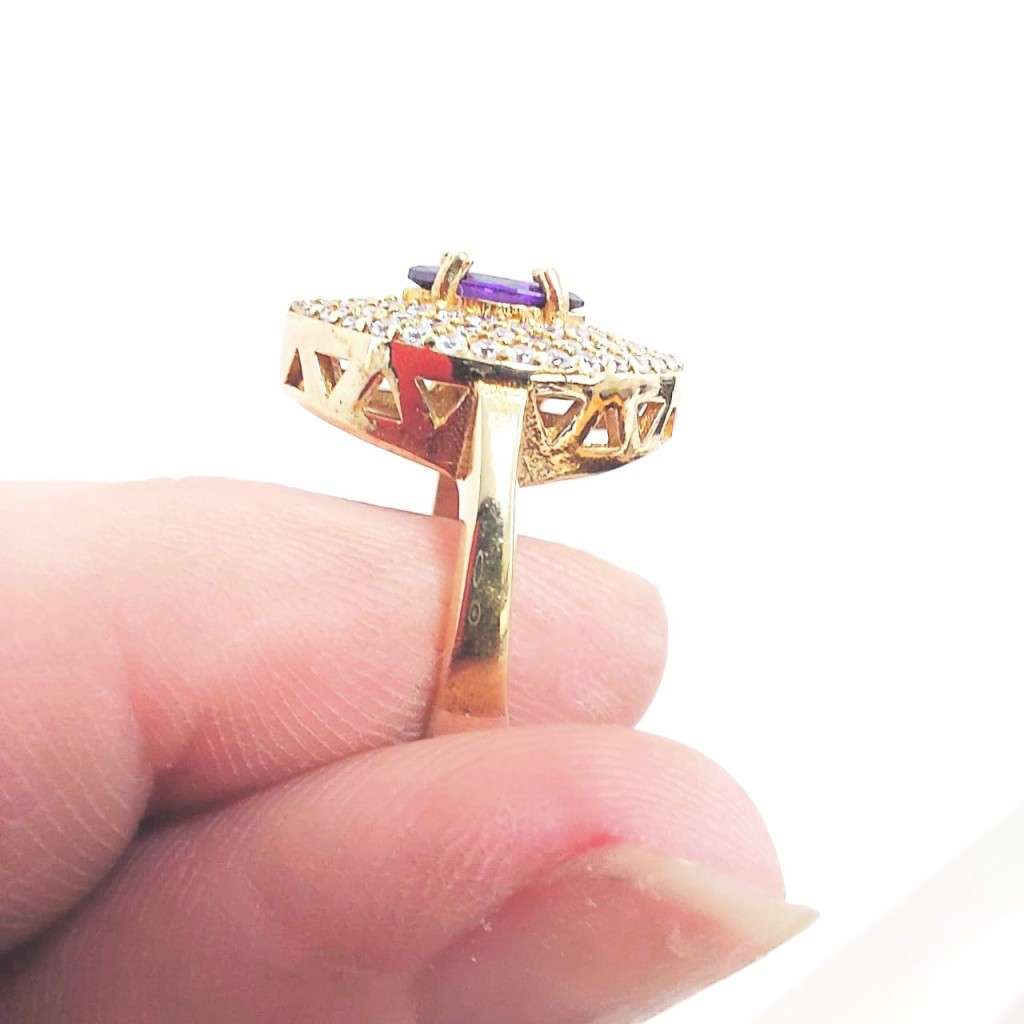 Authentic Turkish Ring with Topaz Dots and centre Amethyst