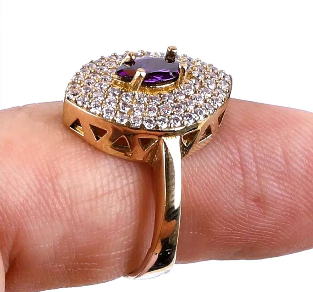 Authentic Turkish Ring with Topaz Dots and centre Amethyst