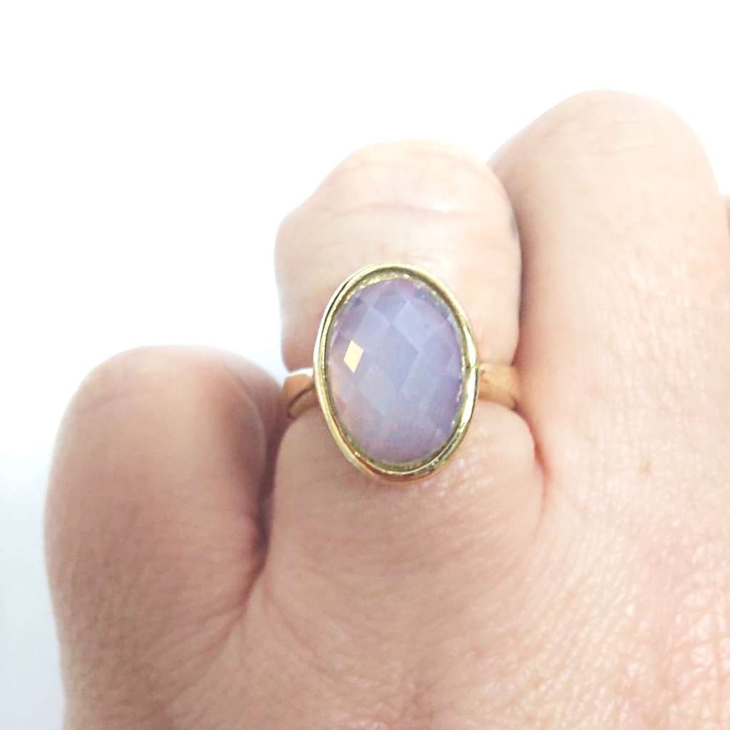 Authentic Turkish Ring in 925 Sterling Silver, Bronze Detail & unusual Milky Topaz