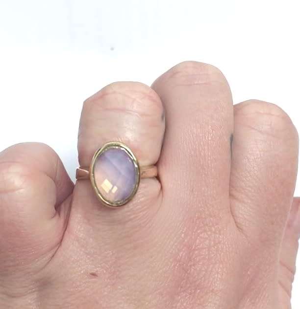 Authentic Turkish Ring in 925 Sterling Silver, Bronze Detail & unusual Milky Topaz