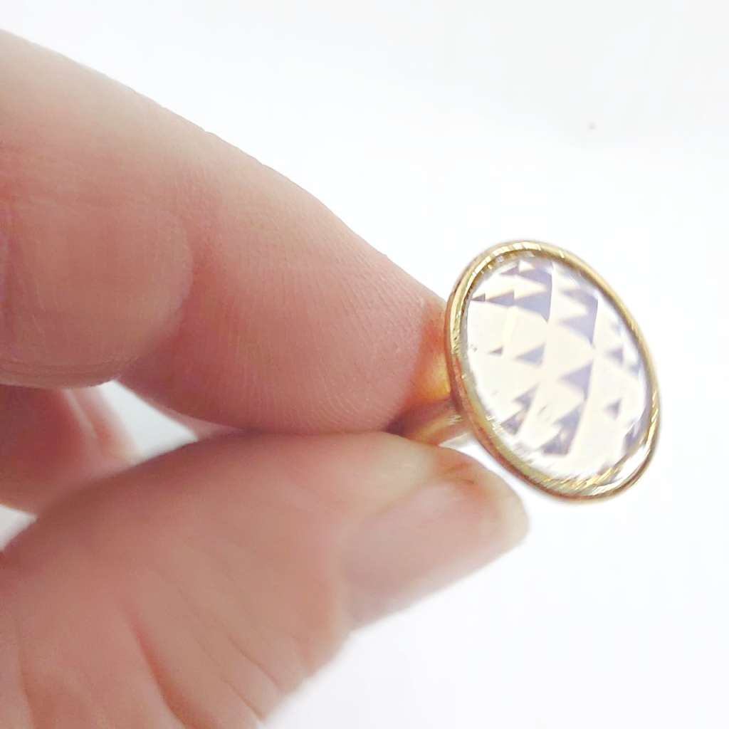 Authentic Turkish Ring in 925 Sterling Silver, Bronze Detail & unusual Milky Topaz